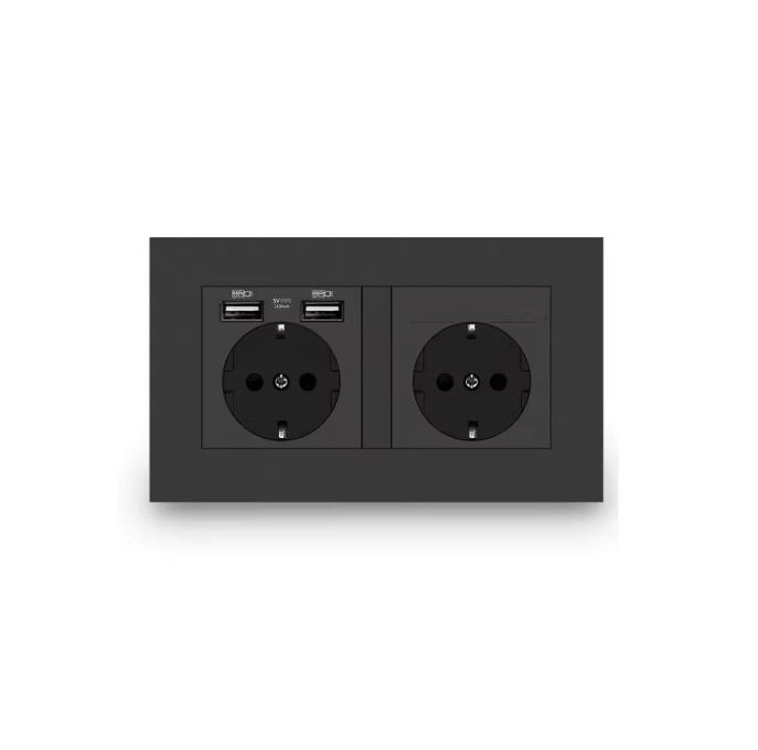 versteckte Kamera Doppelsteckdose in schwarzer Farbe versteckte Kamera Doppelsteckdose in schwarzer Farbe